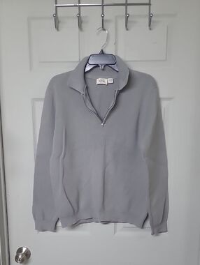 Never Lose HEDGE Men's Light Gray Quarter-Zip Sweater Size Large Like New